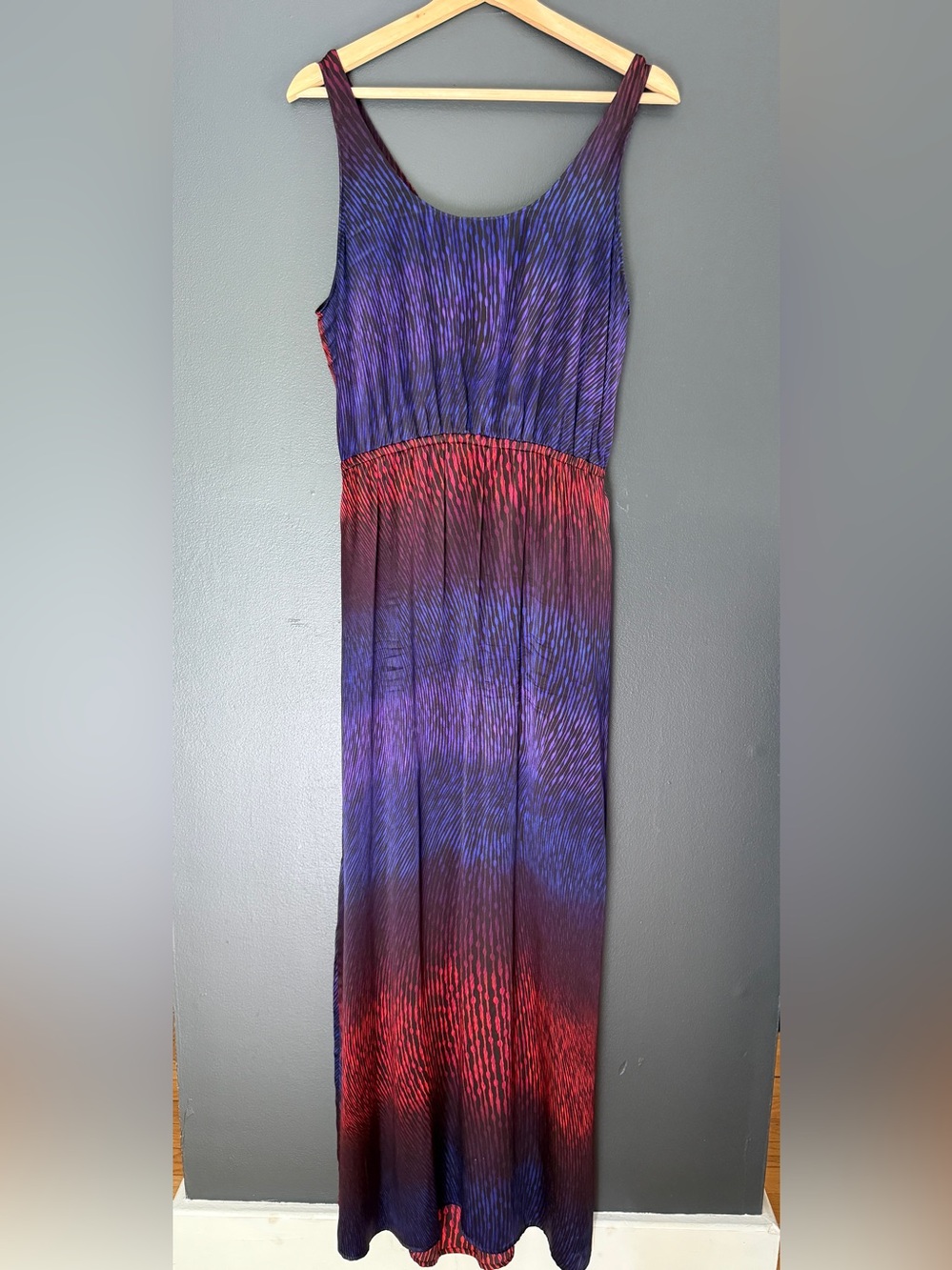 Club Monaco Abstract Tie Front Maxi Dress Purple & Red Size 10